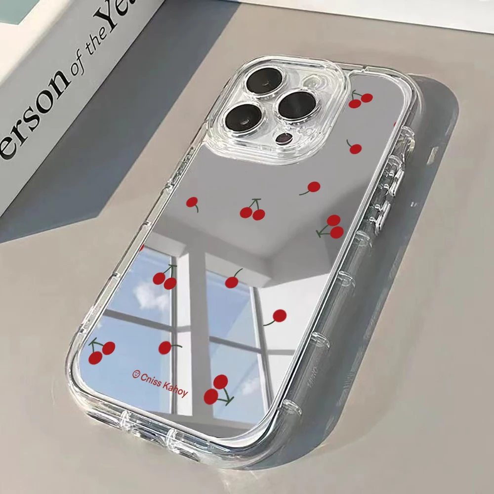 Niedliche Kirschspiegel-Handyhülle für iPhone 17 16 11 12 13 14 15 Pro Max 17Air 15 14 16 8 7 Plus X XR XS SE Klare Weiche TPU-Hülle – Detail 1