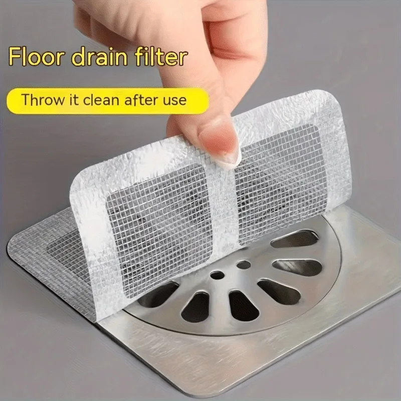 50pcs Disposable Drain Filters - Hair Catcher for Shower, Kitchen Sink Strainer, Bathroom & Outdoor Use