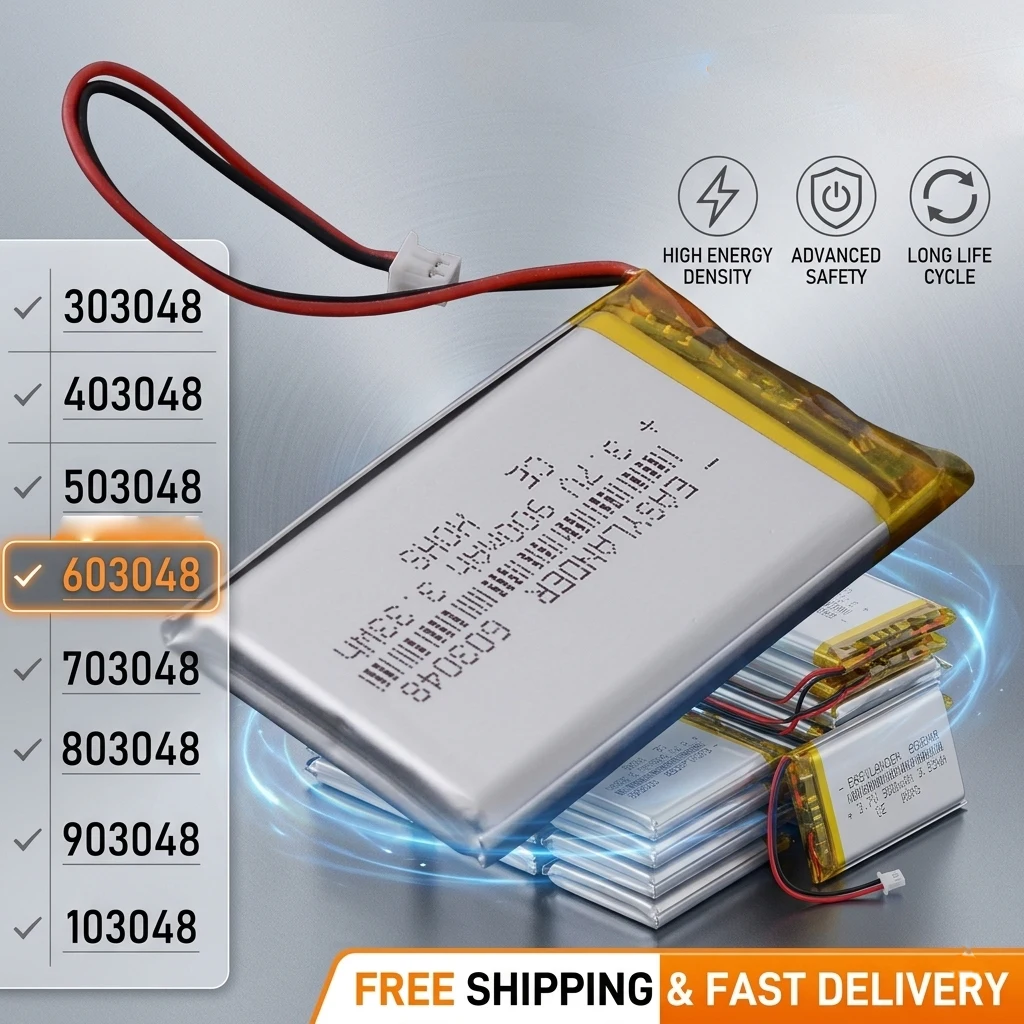 

3.7V 900mAh 603048 Lipo Battery JST 1.25mm 2-Pin Lithium Ion Replace 503048 403048 803048 903048 103048 123048 Rechargeable Cell