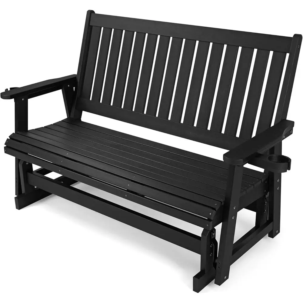 

Устойчивый к непогоде садовый шезлонг с подстаканниками, высокой спинкой, глубоким сиденьем, грузоподъемностью 900 фунтов (на 3 места, цвет угольно-черный)