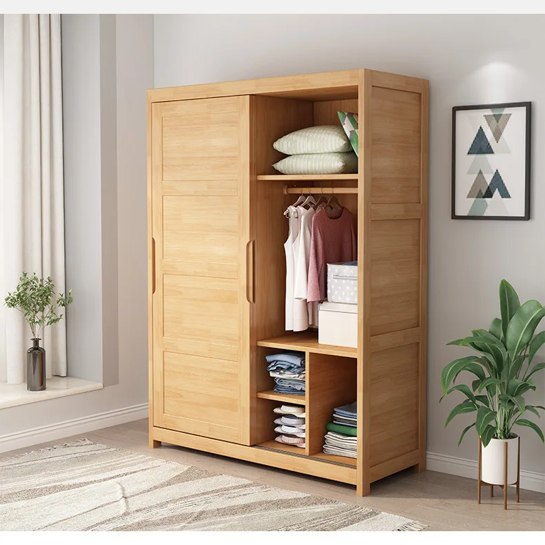 

New Design Solid Wood Wardrobe Bedroom Cabinet Modern Minimalist Style Furniture