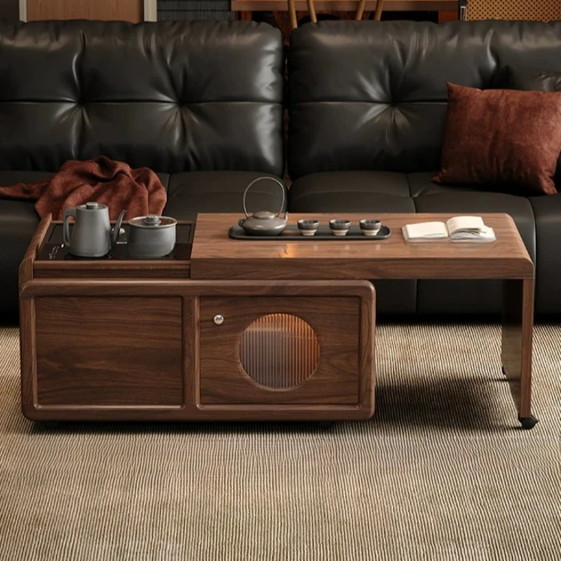 

Vintage Wheels Coffee Table Extendable Lift Storage Rectangular Coffee Tables Premium Glass Tavolino Da Salotto Home Furniture