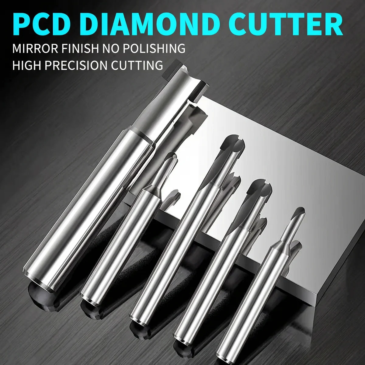 1/2 Edge PCD Diamond Ball Nose Router Bit CNC Engraving Cutter Endmill for Side Groove Milling Metal Acryl Graphite Carving Tool