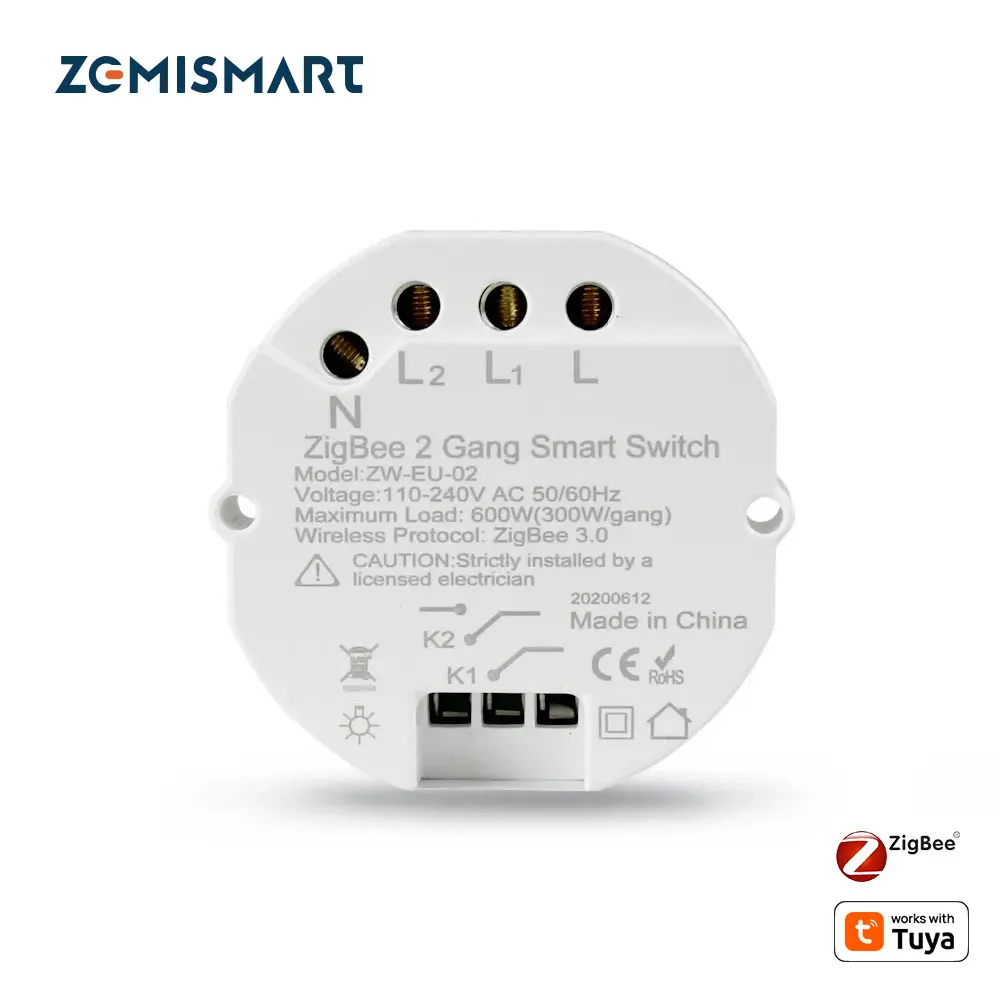 Zemismart Zigbee สวิทช์ SmartThings Zigbee รีโมทคอนโทรลแสงอินไลน์โมดูลสวิตช์มินิ 2 แก๊ง 2 วิธีทํางานร่วมกับ Tuya
