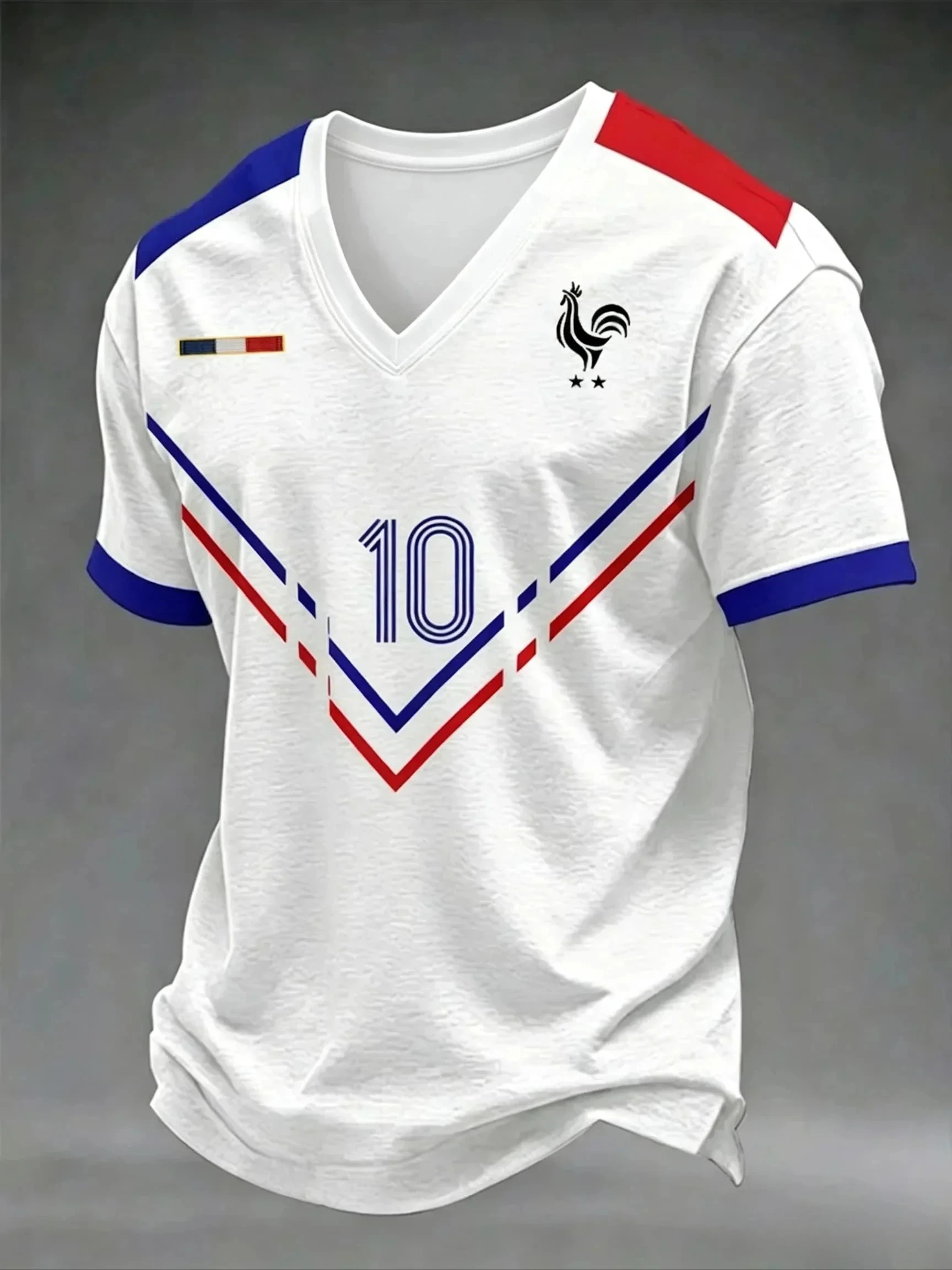 2026 New French Gallic Rooster Mbappe Football Jersey for Fans 3D Quick Drying Sports Training Competition Men's T-shirt Top