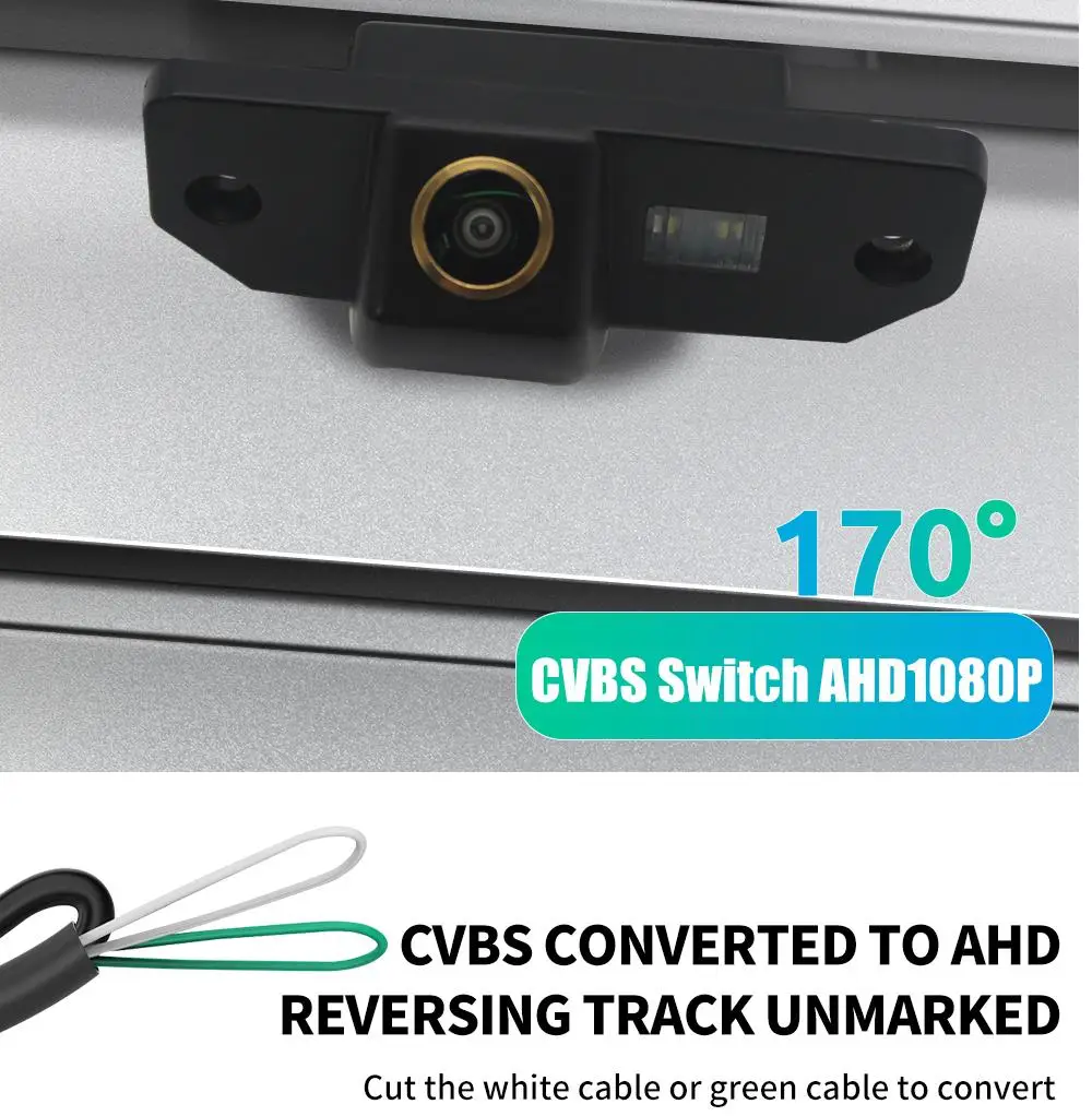 AHD 1080P Parking Rear View Reverse Camera CCD 170° Wide Angle CVBS Switch IP68 Night Vision for Ford Focus 2 Sedan Mondeo C-Max