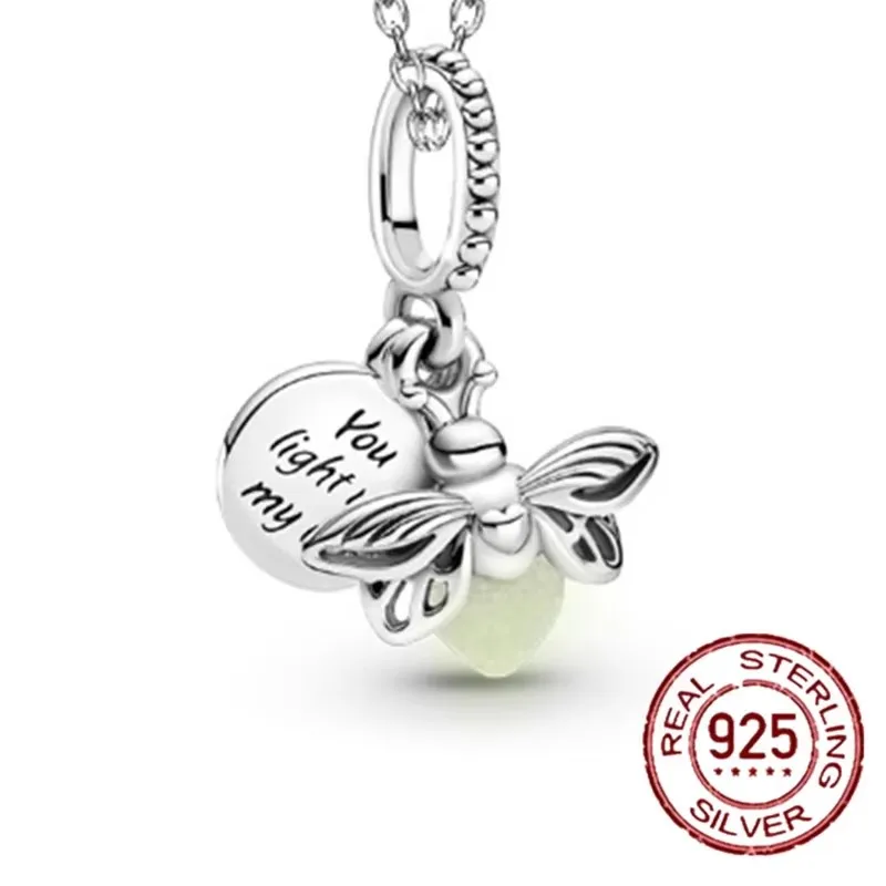 

Luminous Firefly Love Gift 925 Sterling Silver Charm Beads fit Original Charms Bracelet Accessories Necklace Silver Jewelry DIY