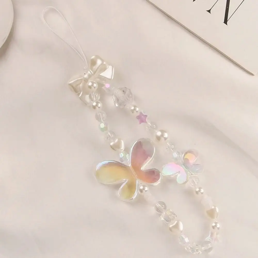 Fashion Bow Mobile Phone Lanyard Anti-lost Bracelet Chain Cell Phone Strap Short Colorful Phone Wrist Strap Jewelry Gift