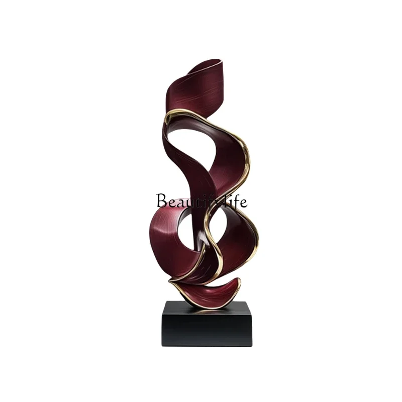 

Modern light luxury hotel lobby decoration large ornament entrance abstract solid wood sculpture artwork