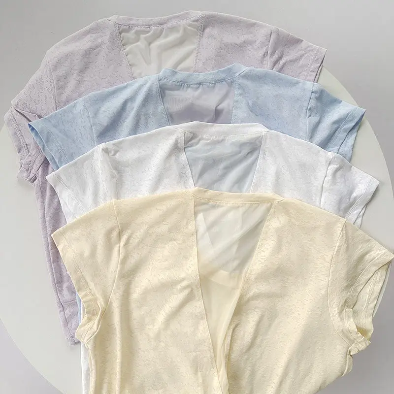 Mesh Back Yoga Top, Thin Quick Dry Breathable Short Sleeve T-shirt, Fashion Sports Fitness Wear