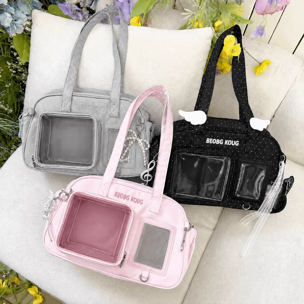 New Solid Color Japanese Ita Bag Transparent Large Capacity Crossbody Bag Polka Dot Tote Bag For Women