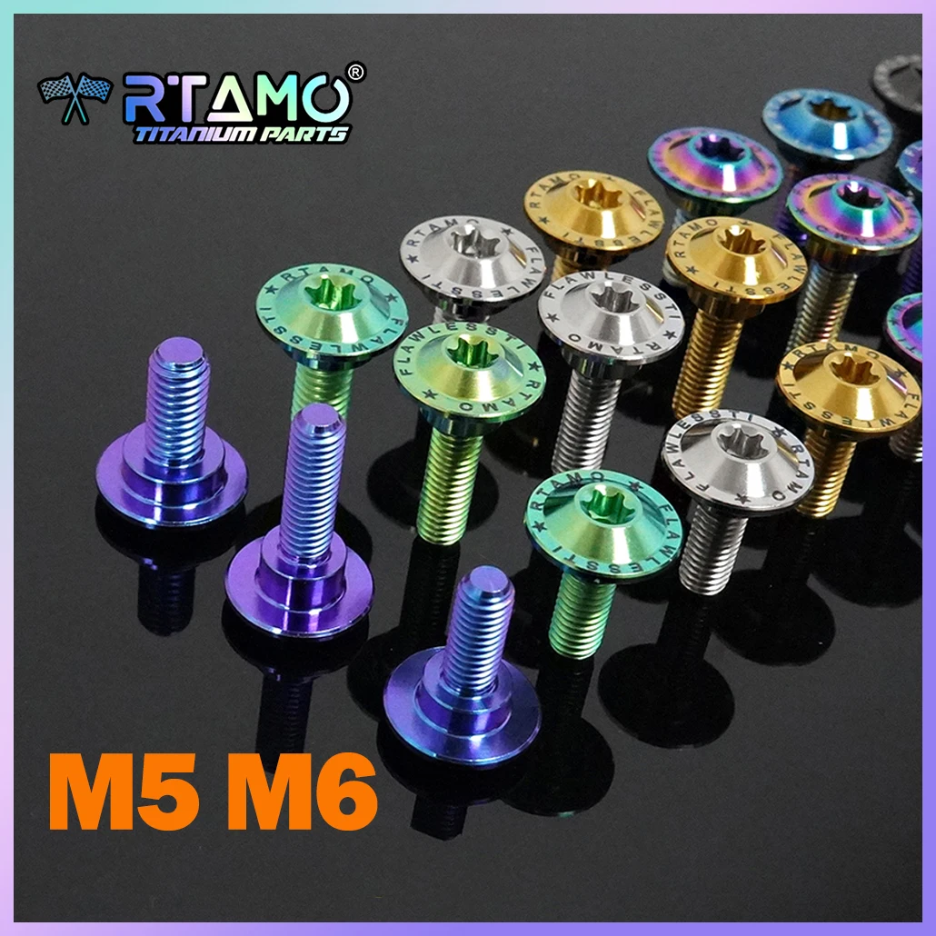 RTAMO Gr5 Titanium Bolts M5X15 M6X15 Brake Disc Bolts Step Screw Motorcycle Modifcation 1Piece