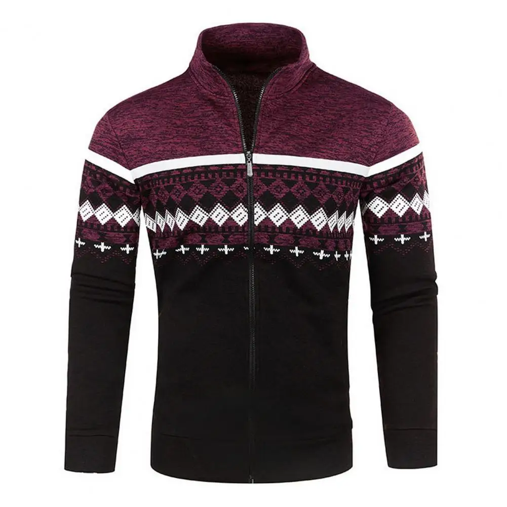 

Men Stand Collar Long Sleeve Zipper Sweater Coats Fashion Cardigan Loose Woolen Knitted Jackets for men chaquetas hombre