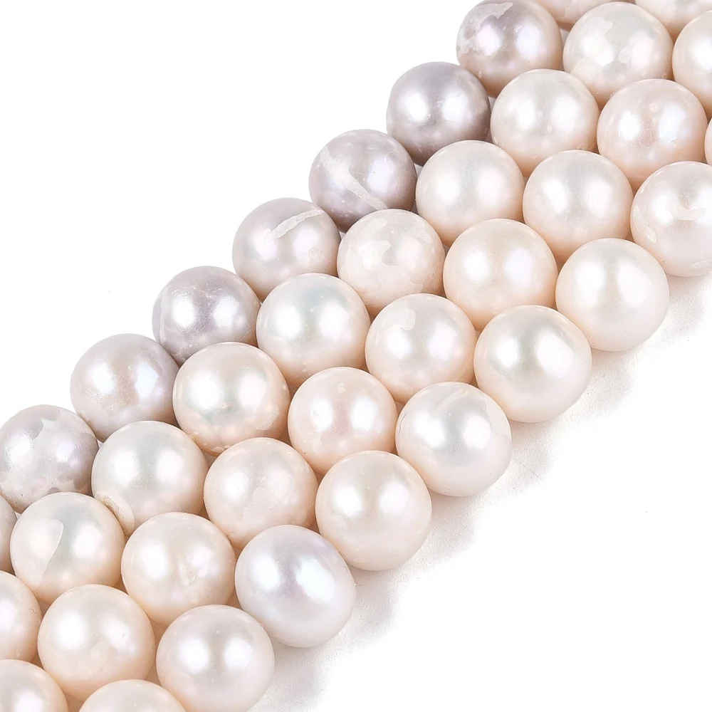 41pcs Natural Freshwater Pearl Loose Beads White Round 9~11mm Baroque Pearls Spacer Beads for DIY Handmade Necklace Bracelet