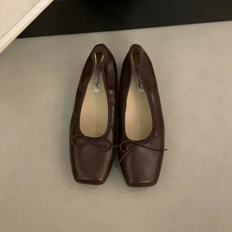 Modische Ballerinas für Damen, höhenverstärkende Slip-On-Schuhe, flache Damenschuhe mit Schleifenknoten, neue Frühlings- und Herbstkollektion. – Detail 10