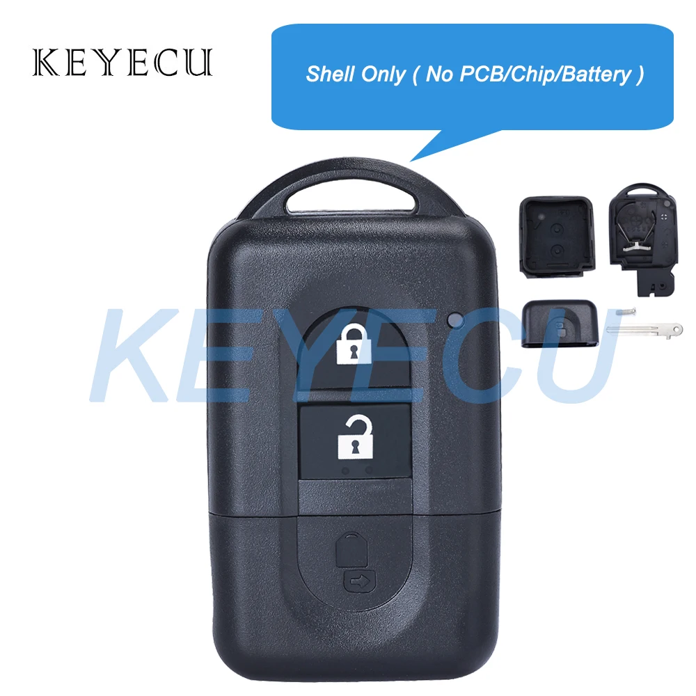 Keyecu Smart Remote Key Shell Case Fob 2 Buttons Replacement for Nissan Micra Xtrail Qashqai Juke Duke NV200 Pathfinder Tiida