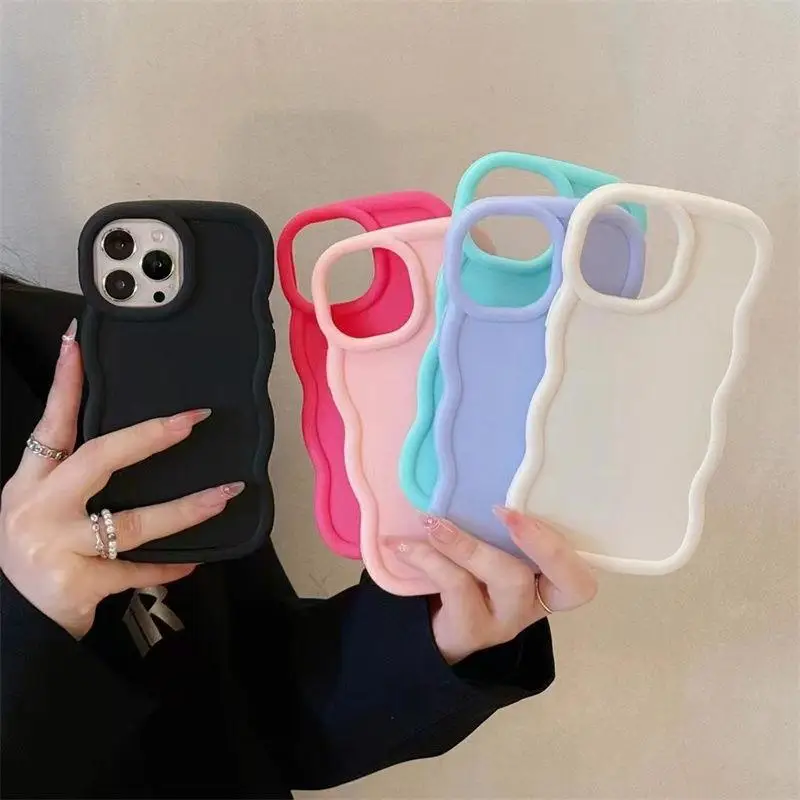 Case Cover for Realme 11 5G 11 12 Pro Plus C67 C65 C55 C53 C35 C30 C21Y C25Y Couple Shell Candy Color Curly Wave Shockproof Soft