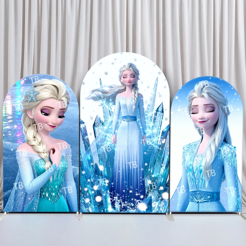 

TB Frozen Elsa Arch Backdrop Cover Ice Crystal Sparkle Snowflake Theme Party Photo Booth Props for Home Decoration
