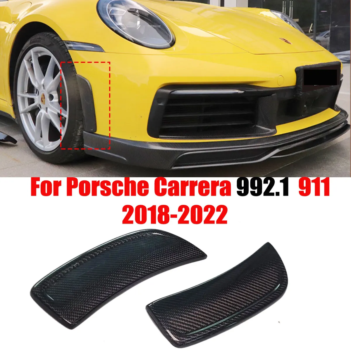 

For Porsche Carrera 992 911 2018-2022 front bumper side vent decoration carbon fiber spoiler side vent decoration