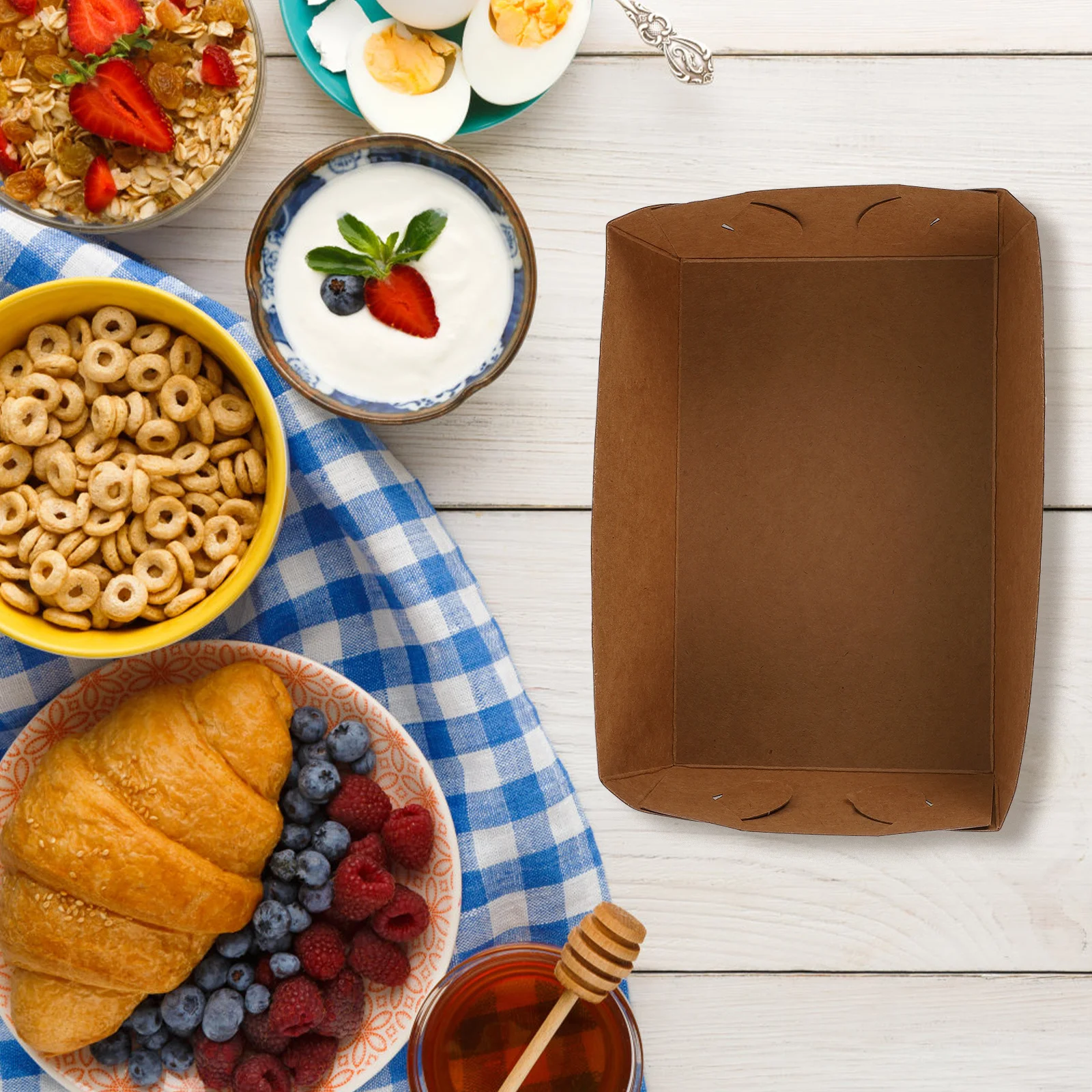 

50Pcs Multipurpose Baking Trays Kraft Paper Food Packing Boxes Portable Snack Sushi Storage Containers Food Packing Cases