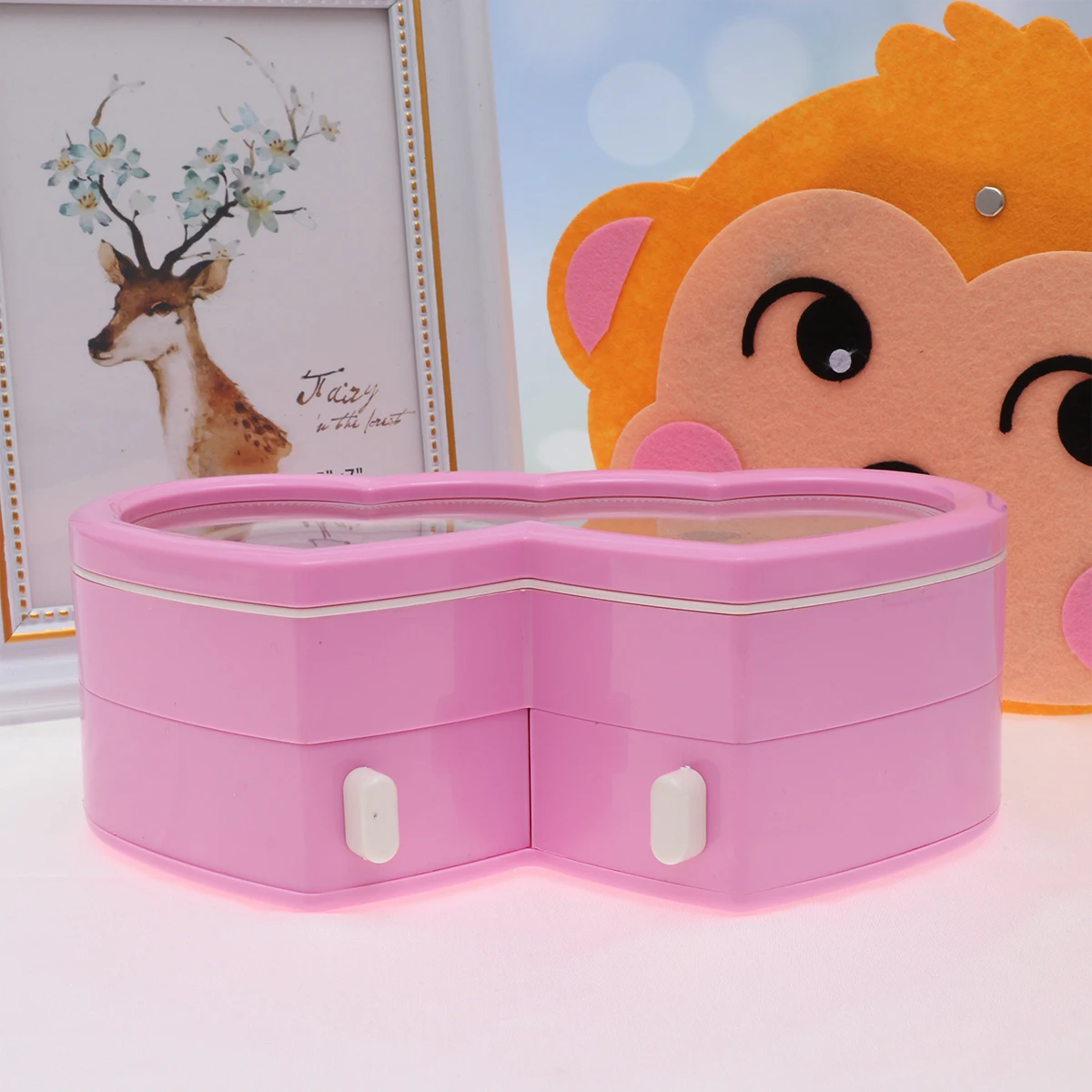 

1pc Dancing Girl Music Box Plastic Storage Heart Shape Odorless Jewelry Organizer Necklaces Bracelets Gift for Valentine