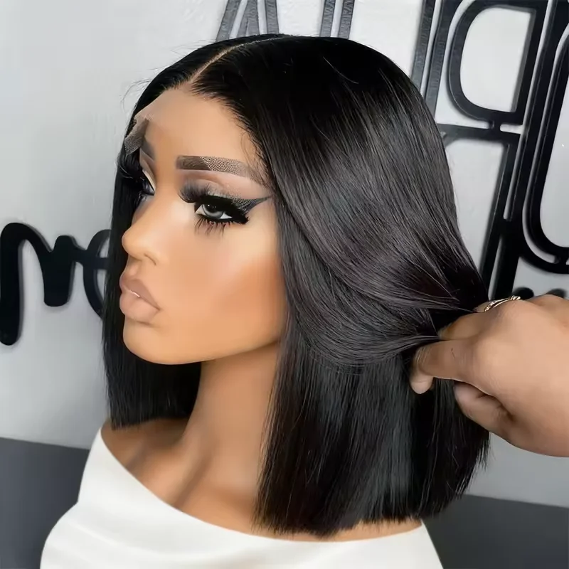 250%Density 13x4 Lace Frontal Wigs Silky Straight Human Hair 4x4 5x5 HD Lace Front Bob Wigs Pre Cut Glueless Straight Bob Wigs