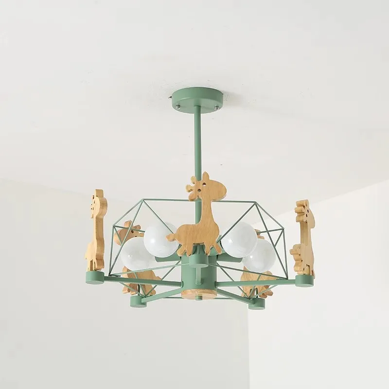 Children's Room Ceiling Lamps LED Solid Wood Rotating Fawn Light Nordic Warm Nursery Baby Room Boy Girl Bedroom Ceiling Lights image 6