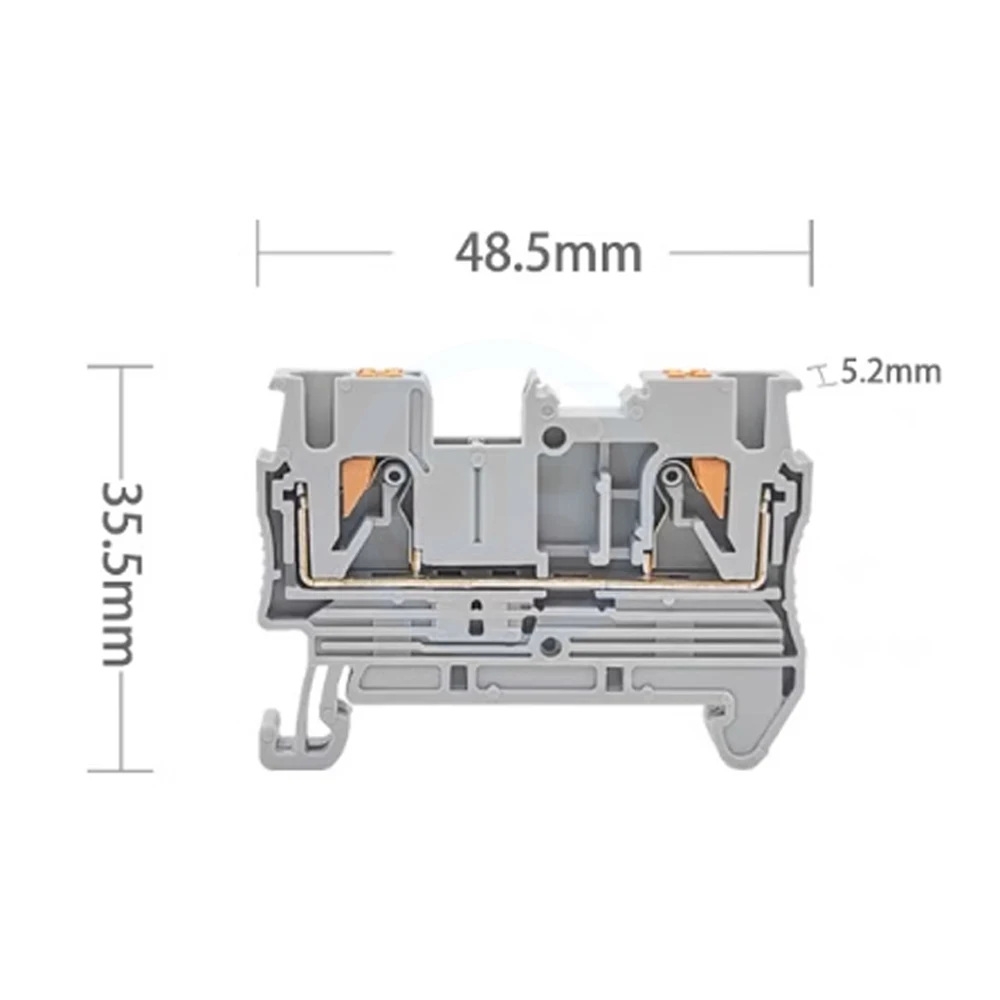 (5 pcs) PT2.5 Terminal Block - Direct-Plug Quick-Connect Tool-Free 2.5mm² Pure Copper Rail-Mounted Combination Terminal Block