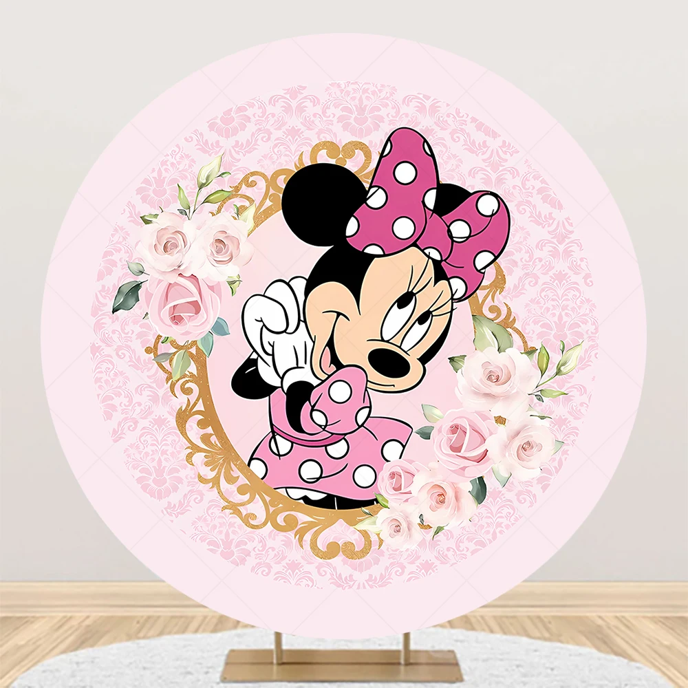 Disney Mickey Minnie Mouse Boys Girl Gift Birthday Party Round Backdrop Custom Children Room Photography Poster Decor Background