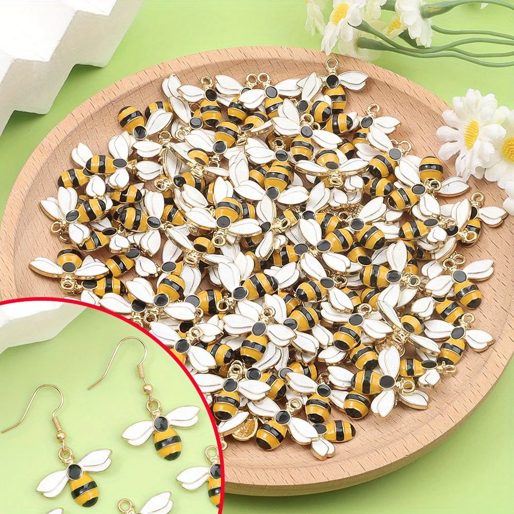 

4/8/16pcs Yellow Bee Shaped Chain Accessories,DIY Bracelets, Necklaces, Earrings, Party and Anniversary Gift Making Accessories