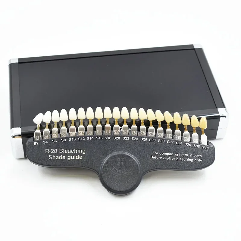 20 Colors Teeth Whitening Set 3D Shade Guide Color Comparator Mirror denti stry Cold Light Teeth White Bleaching den tal Plate