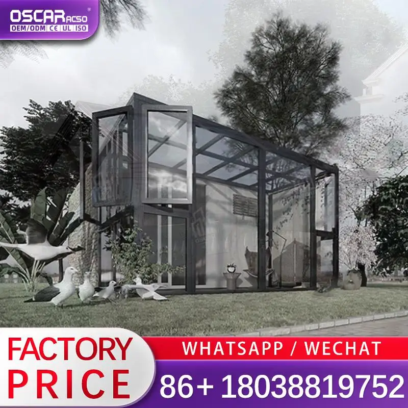 Modern Four Season Aluminum Sunroom Glass House Thermal Break Insulated Conservatory Bespoke Design for Backyard Patio Garden su