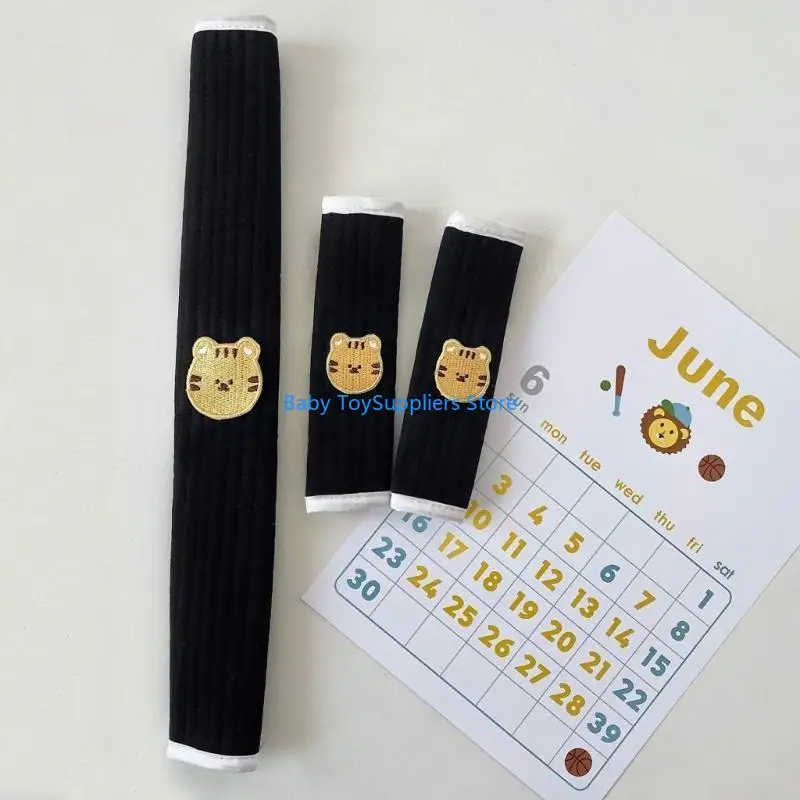 وسادة حزام عربة الأطفال R1WF أنيقة وعملية مع غطاء حماية لمسند الذراع الأمامي على شكل حيوان ومقود سهل التركيب