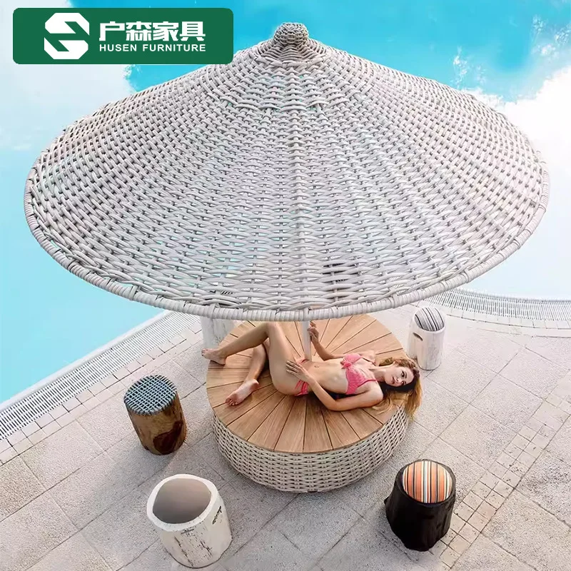 Sun umbrella Internet celebrity cover outdoor courtyard advertising umbrella open-air rattan bed and breakfast beach outdoor