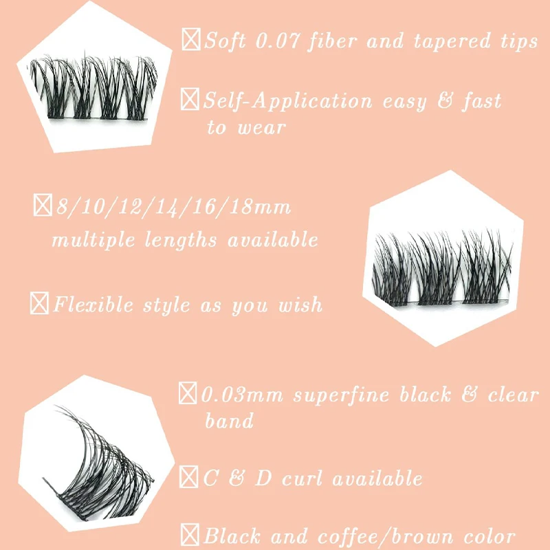 DIY Clusters Eyelash Extension Segmented Lashes Dramatic Lash Bundles Soft Ribbon False Eyelashes Makeup Cils