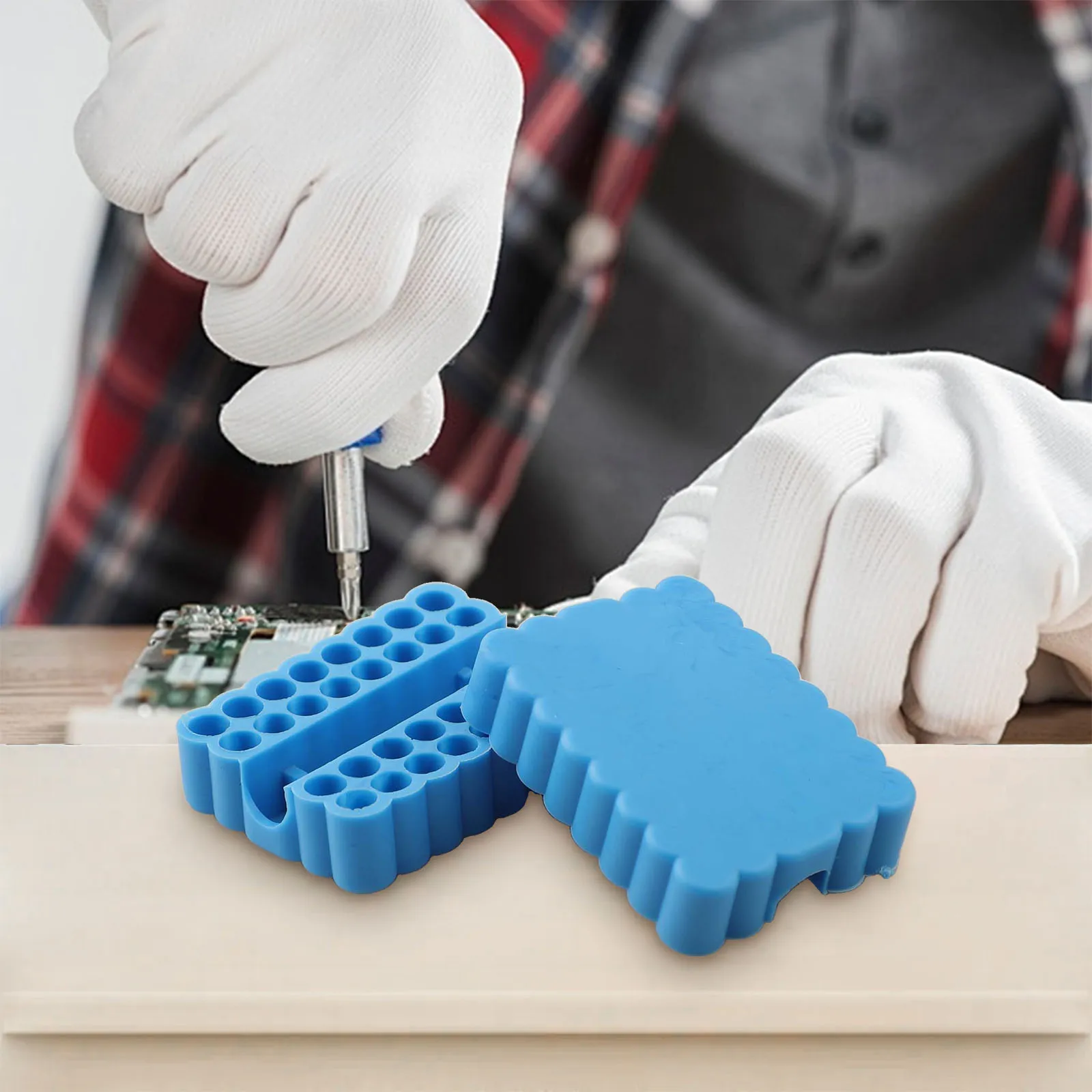 Organizer na bity z 32 otworami, plastikowy, trzpień 6,35 mm, uchwyt na końcówki wkrętakowe, organizer do przechowywania wiertarek, narzędzie ręczne 6,35 mm / 1/4 cala