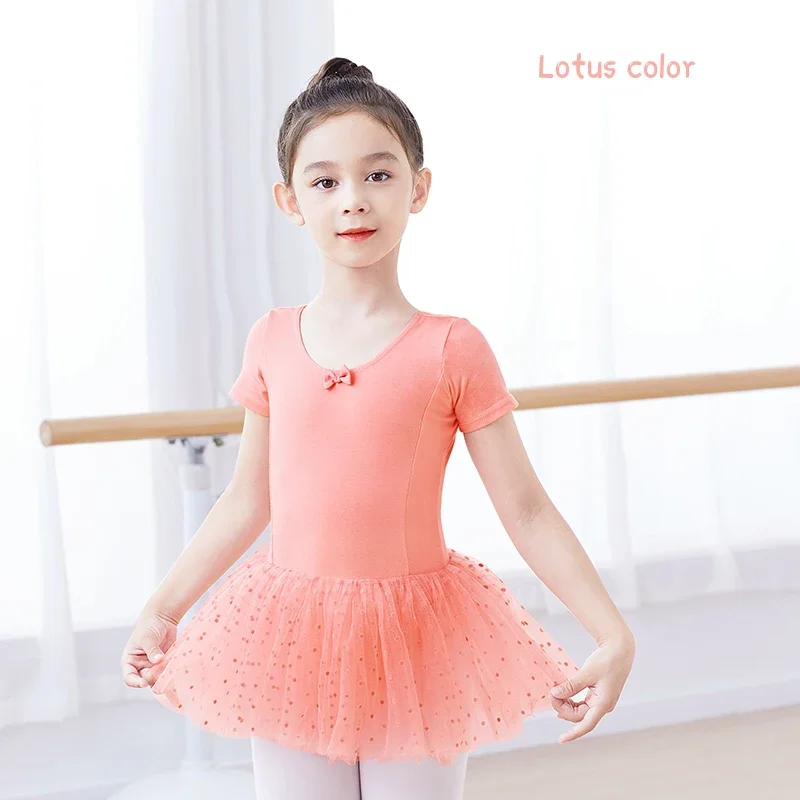 Girls Ballet Tutu Dress Kids Gymnastics Tulle Skirted Leotards Bodysuits Pink Swan Lake Ballet Costumes With Dot Tutus Hot sales