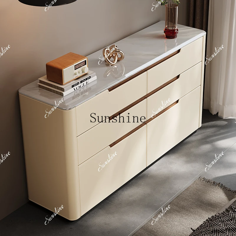 

Natural marble solid wood porch cabinet living room wall locker FT