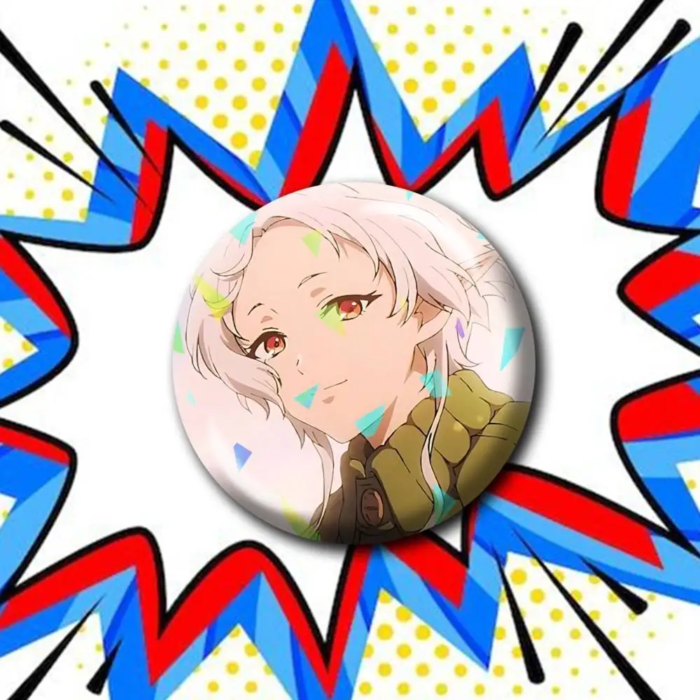Mushoku Tensei Anime Sylphiette Customizable Round Brooch Pins, Personalized Badges With Broken Glass Design Fashion Accessory
