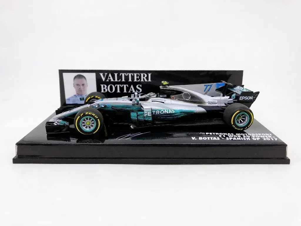 Minichamps-F1 Bottas Spain Simulation Limited Edition, 1:43, F1, W08, 2017, Modèle de voiture en métal, Cadeau jouet