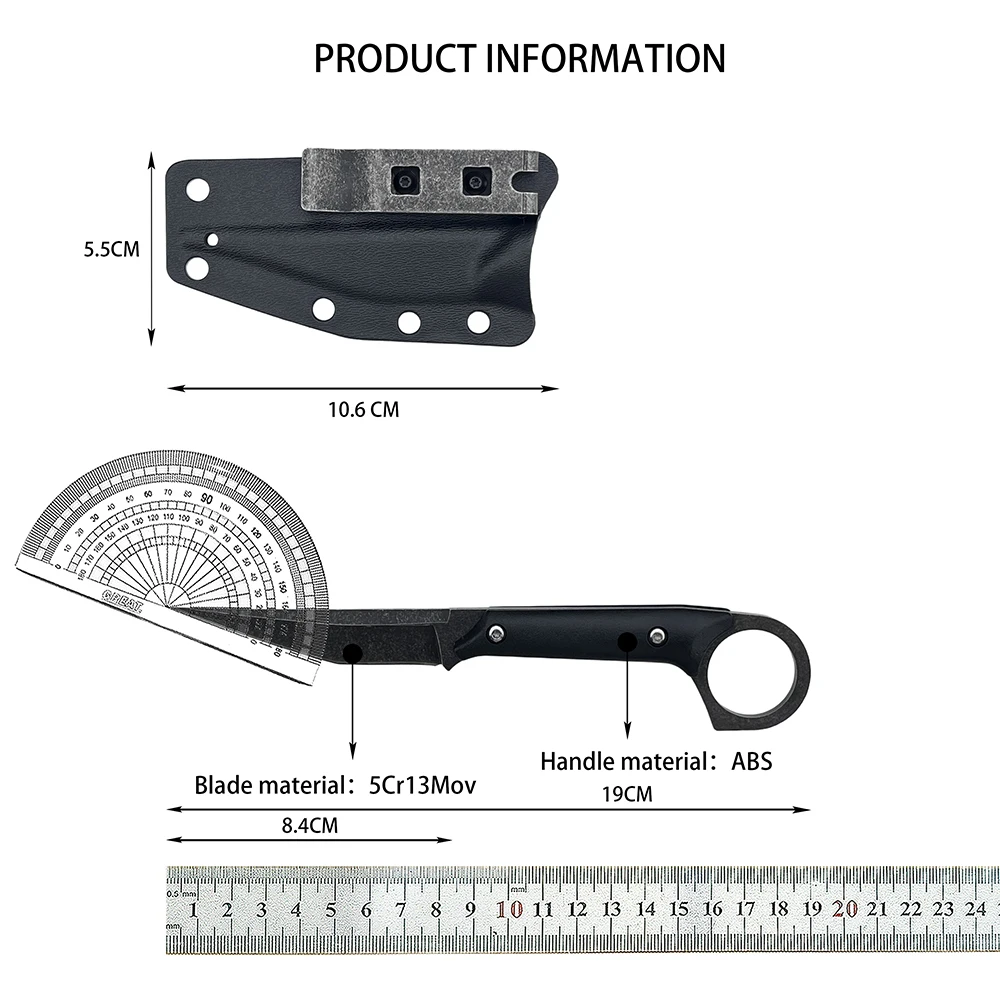Outdoor Portable Outdoor Camping Utility Fixedt Knife Multi-Purpose Wilderness Exploration Adventure Hiking EDC Knife Daily Tool