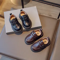 2024 Spring&Autumn New Children's Shoes for Boys Girls Anti Slip Korean Style with Double Button Versatile Chic British Shoes