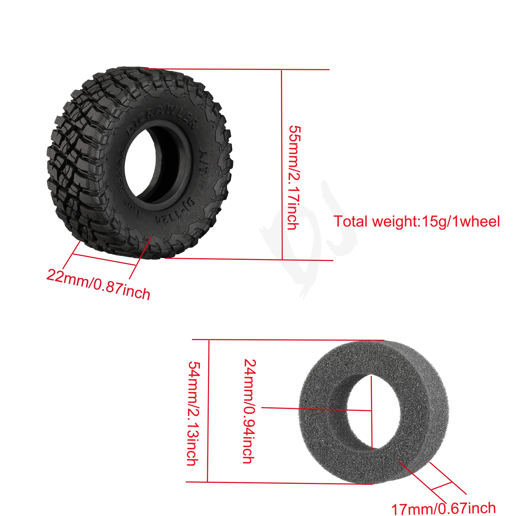 4 sztuki symulacji 1 Cal bardzo lepka skóra opony dla 1/24 gąsienica RC oś samochodu SCX24 TRX4-M JEEP Ford Bronco 4WD Diy części opon