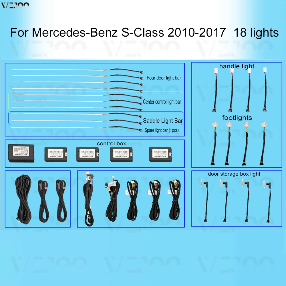 For Mercedes Benz S E GLK w221 w222 W205 X204 W213 W212 ambient lamp lights illuminated car Styling 64 colors LED ambient light