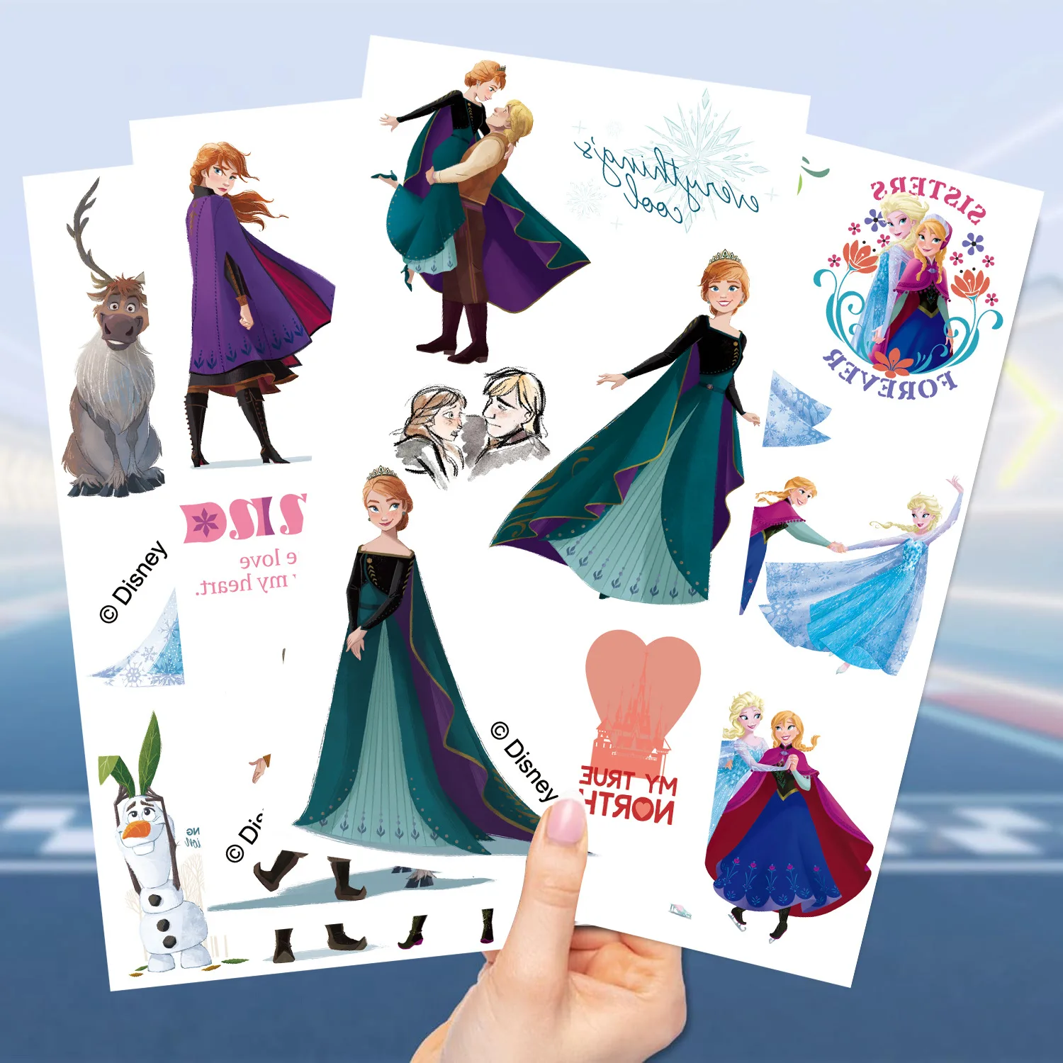 10Pcs/set Disney Princess Frozen Tattoo Stickers Princess Cartoon Tattoo For Birthday Gift Fake Body Art Tattoos