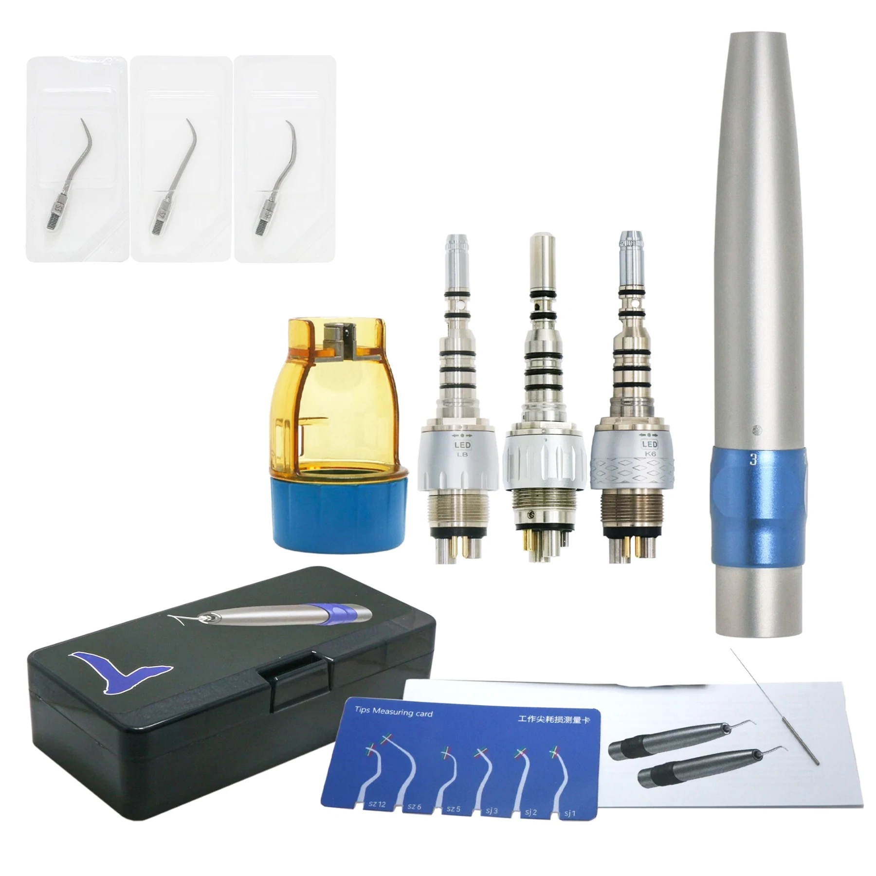 

Dental Hygienist Air Scaler Handpiece Fiber Optic Sonic L for Compatible KAVO Coupler 6Hole S1 S2 S3 Tips