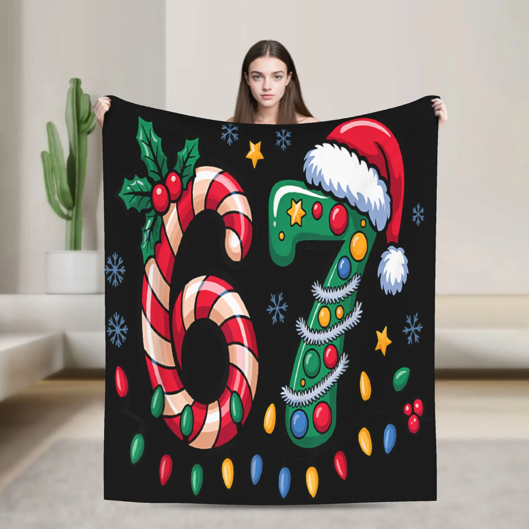 

67 Christmas Meme Six Seven Xmas Warm Soft Blanket Decorative Plush Bedding Throws Novelty Bedroom Flannel Bedspread Sofa Cover