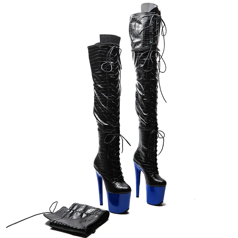 Leecabe 20CM/8Inch PU Upper Zipper split boots Women New Design Three ways wear boots Extreme High Heel Detachable boots