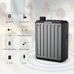 Zoweetek Portable Wired Voice Amplifier Bluetooth Audio Speaker for Teachers