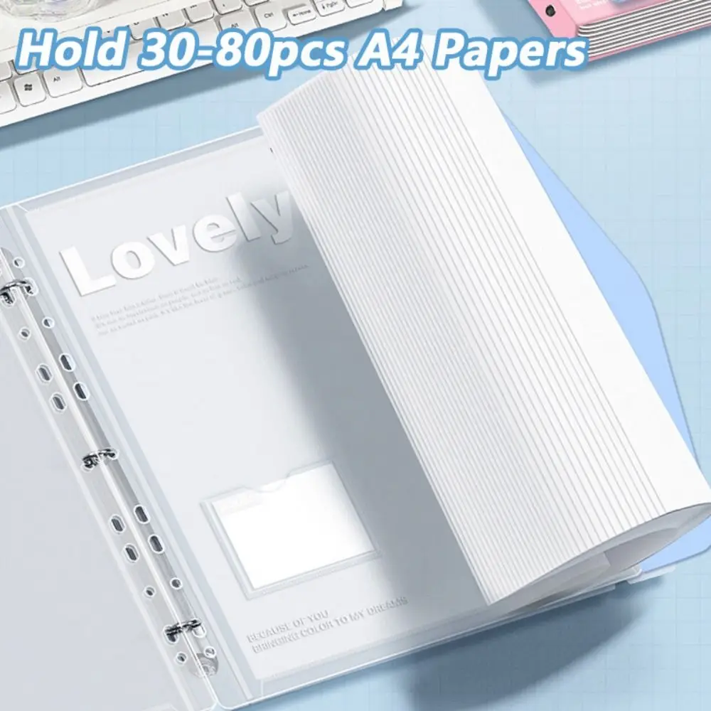 

New Loose Leaf A4 File Folder Transparent Detachable Data Booklet Students Stationery File Bag School Office